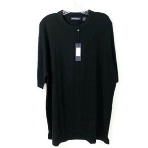 Barry Bricken BS008 Black Silk Blend Short Sleeve Knit Sweater Mens XXL NWT